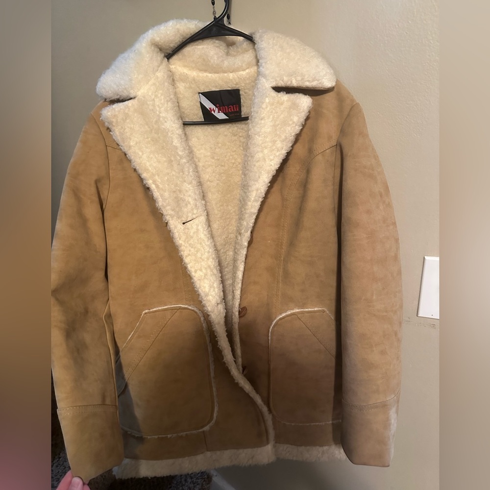 Camel suede shearling jacket